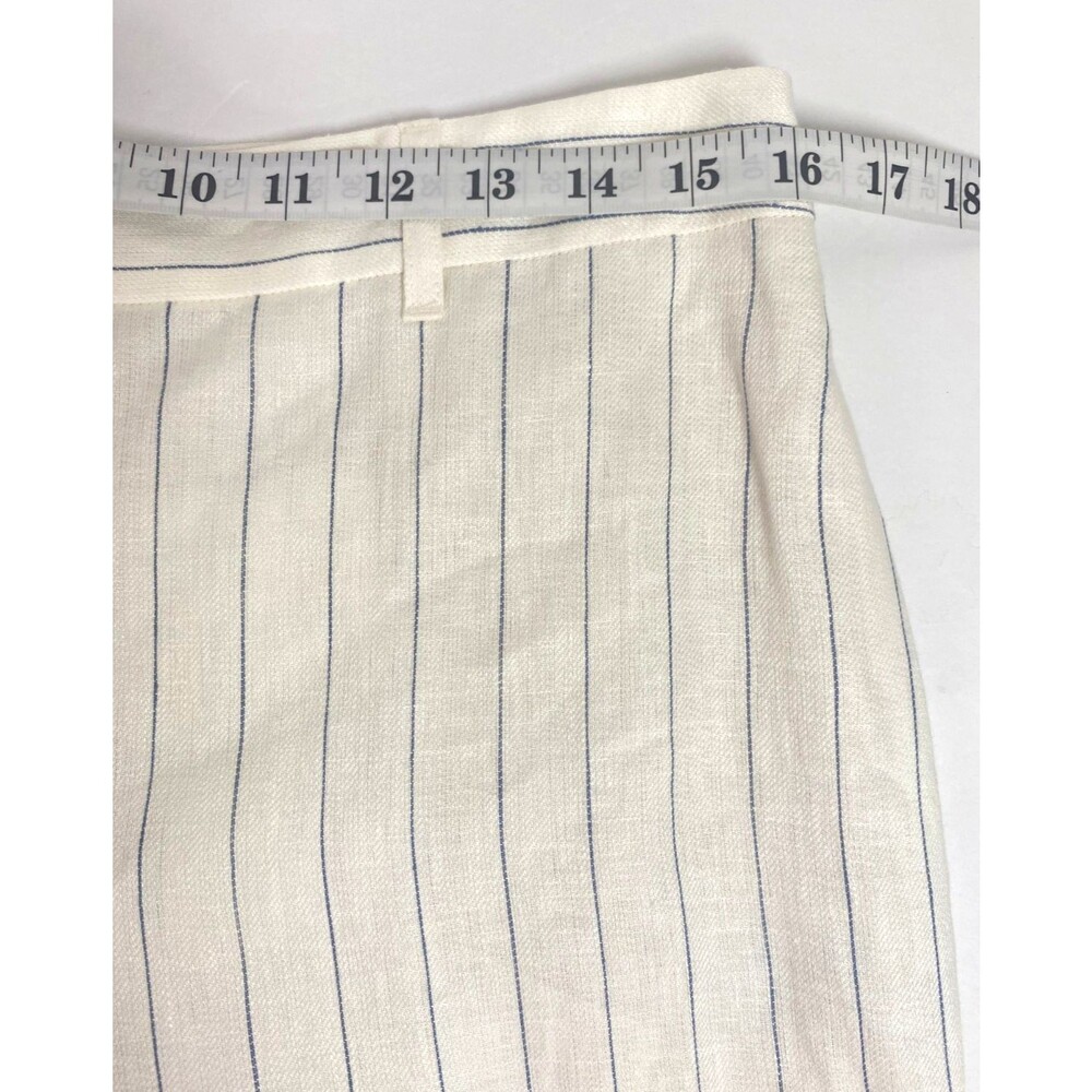 Lafayette 148 Dalton Pinstripe 100% Linen Wide Leg Pants Size 6 Off White Blue - Picture 13 of 16